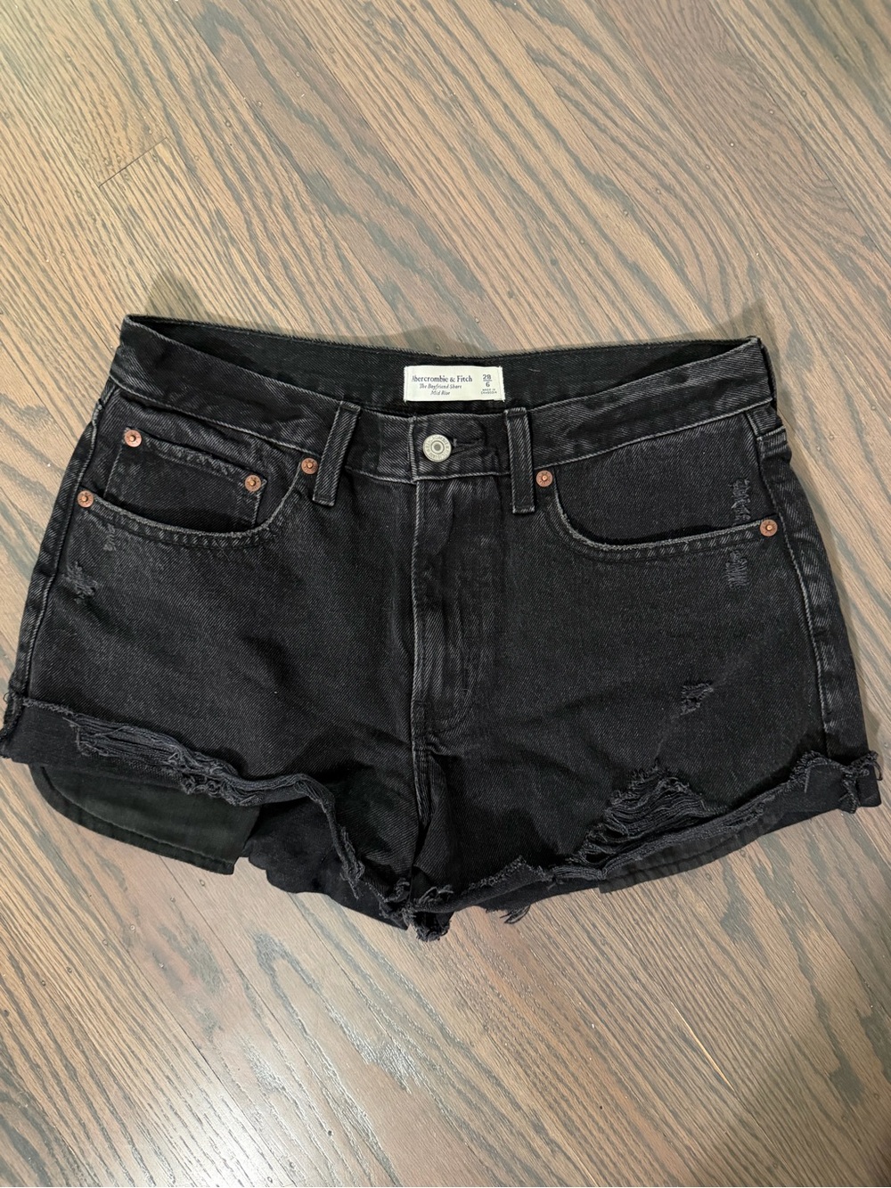 Abercrombie & Fitch Black Distressed High-Rise Jean Shorts